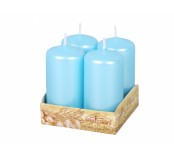 Adventní svíčky, metalická modrá světlá, 4 ks, 6 cm