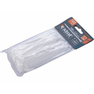 Stahovací pásky na kabely 100x2,5mm, bílé