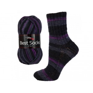 Příze Best Socks - černo-fialová