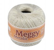 Háčkovací příze Meggy metalic - bílá/zlatá