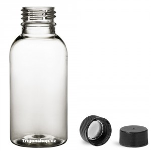 Plastová lahvička čirá s černým víčkem 100 ml