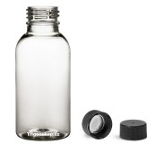 Plastová lahvička čirá s černým víčkem 200 ml