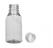 Plastová lahvička čirá široká s bílým víčkem 25 ml