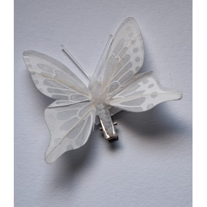 Dekorace - motýl s klipem, bílý