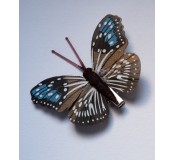 Dekorace - motýl s klipem, hnědo-modrý