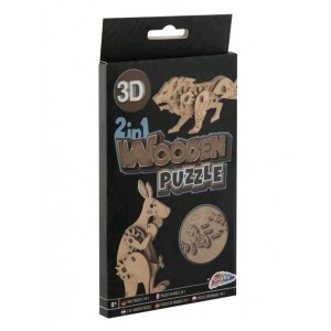 3D dřevěné puzzle - lev, klokan