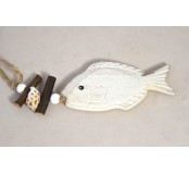 Dřevěná dekorace - rybka na udici, 12 cm