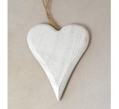Dřevěná dekorace - srdce bílé, 11x15cm