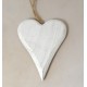 Dřevěná dekorace - srdce bílé, 11x15cm