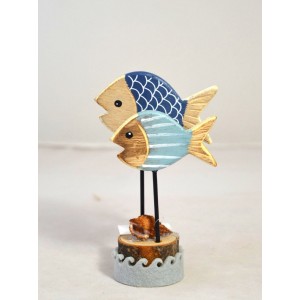 Dřevěná dekorace - rybky na podstavci, 5x12,5cm