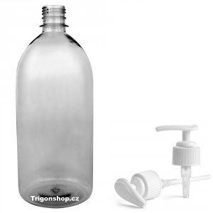 Plastová lahvička s bílou pumpičkou 1 l