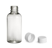 Plastová lahvička vysoká s bílým víčkem 50 ml