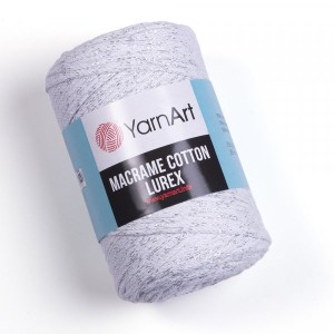 Příze Macrame Cotton Lurex 2 mm - bílo-stříbrná
