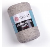 Příze Macrame Cotton Lurex 2 mm - béžovo-stříbrná