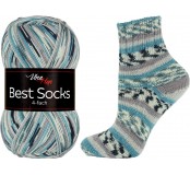 Ponožková příze Best Socks - tyrkysovo-šedá