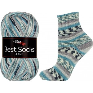 Ponožková příze Best Socks - tyrkysovo-šedá