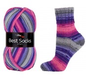 Ponožková příze Best Socks - fialová, růžová, šedá