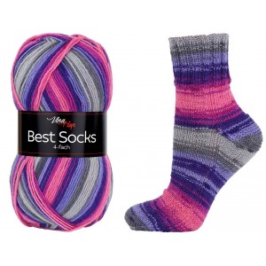Ponožková příze Best Socks - fialová, růžová, šedá