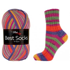 Příze Best Socks - oranžová, růžová, zelená