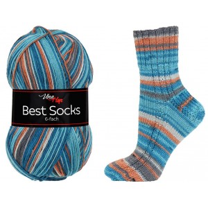 Příze Best Socks - modrá, béžová, hnědá