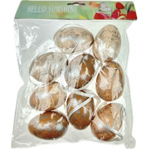 Sada plastových vajíček 5cm, 9ks - přírodní se stříbrem