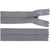 Zip skrytý, 20 cm, šedý