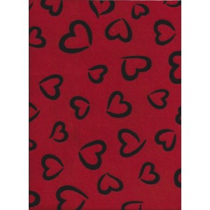 Filc s 3D vzorem 30,5 x 22,9 cm, tl. 1 mm - červená s černými srdci