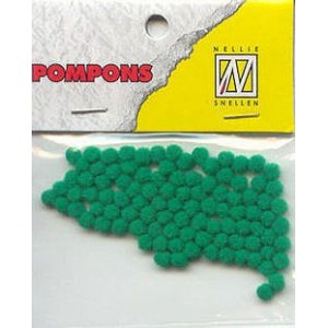 Pompony mini 3mm, 100ks, zelená