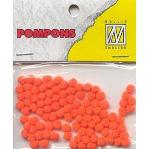 Pompony mini 3mm, 100ks, neon oranž