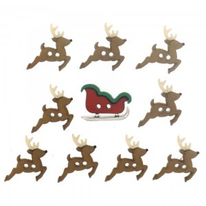 Dekorační knoflíky Sew Cute Sleigh / Reindeer