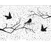 Embosovací šablona - Zimní obraz s ptáčky