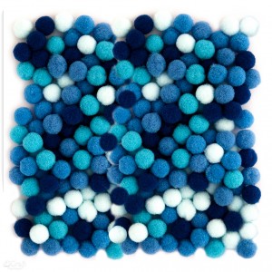 Dekorační pompony 10 mm, 120 ks, modrý mix