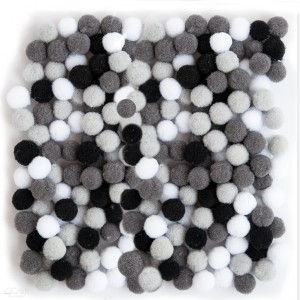 Dekorační pompony 10 mm, 120 ks, černo - bílý mix