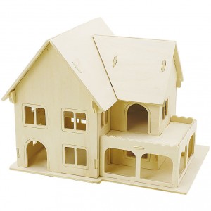 Dřevěný skládací dům, velikost: 22,5 x 16 x 17,5 cm