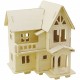 Dřevěný skládací dům, velikost: 15,8 x 17,5 x 19,5 cm