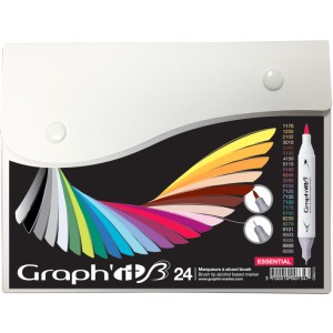 Graph'it brush set oboustranných popisovačů, 24 ks - Essential