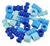 Dřevěné korálky tvarové - mix (modré)