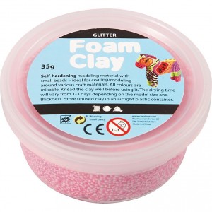 Modelovací hmota Foam Clay - 35 g, kuličková, světle růžová s glitry