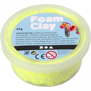 Modelovací hmota Foam Clay - 35 g, kuličková, neonově žlutá