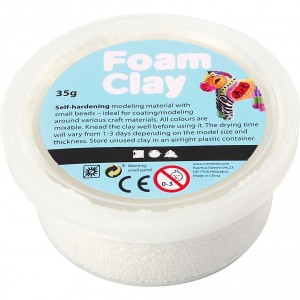 Modelovací hmota Foam Clay - 35 g, kuličková, bílá s glitry