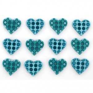 Dekorační knoflíky Polka Dot Hearts Turquoise