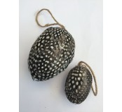 Dekorace -  polystyrenové vejce, křepelčí peří ,8 cm, 2ks