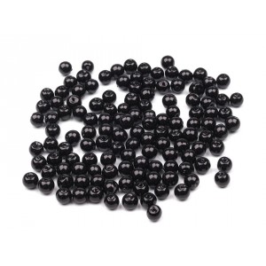 Korálky plastové - imitace perel 5 mm, černá, 60 ks