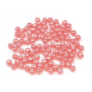 Korálky plastové - imitace perel 4 mm, světlá růžová, 100 ks