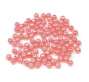 Korálky plastové - imitace perel 7 mm, světlá růžová, 30 ks