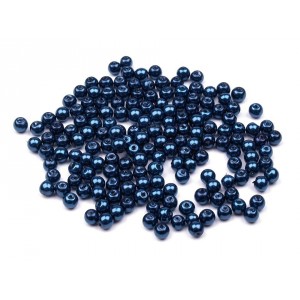 Korálky plastové - imitace perel 4 mm, královská modrá, 100 ks