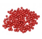 Korálky plastové - imitace perel 3 mm, červená, 150 ks