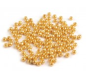 Korálky plastové - imitace perel 5 mm, žlutá, 60 ks
