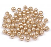 Korálky plastové - imitace perel 5 mm, zlatavá, 60 ks