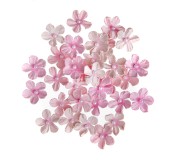 Papírové kytičky s perličkou - růžové, 32 ks